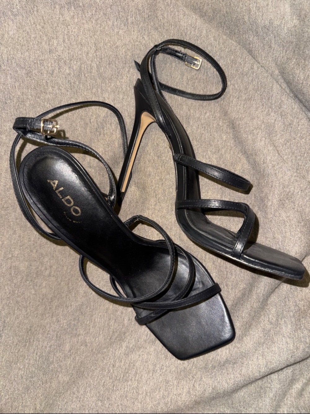 ALDO Pillow Walk Black Strappy High Heel Sandals
